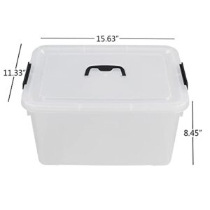 Xowine 4-Pack 18 L Plastic Storage Box, Clear Latch Storage Bin with Lid