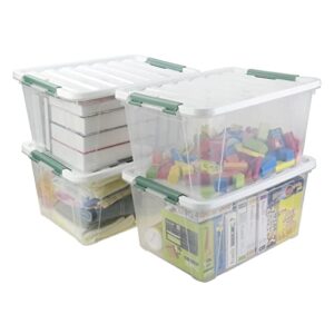 neadas 36 quart large plastic storage box, clear plastic storage totes, 4 packs