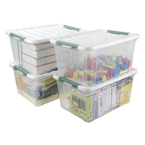 Neadas 36 Quart Large Plastic Storage Box, Clear Plastic Storage Totes, 4 Packs