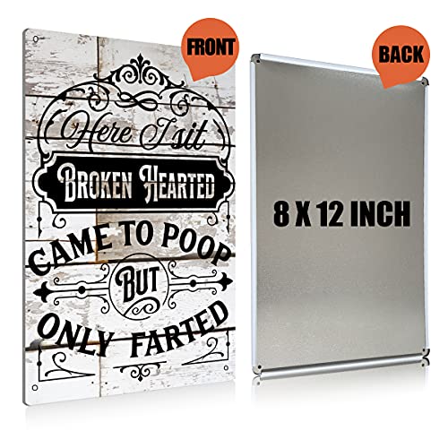 BEASTZHENG Funny Bathroom Saying Metal Tin Sign Wall Decor - Farmhouse Bathroom Quote Tin Sign for Toilet Restroom Home Decor Gifts