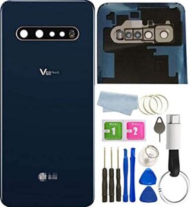 v60 thinq back glass cover replacement housing door with tape parts for lg v60 thinq v600 5g all model with usb to type-c cable + tools (classy blue)