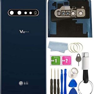 V60 ThinQ Back Glass Cover Replacement Housing Door with Tape Parts for LG V60 ThinQ V600 5G All Model with USB to Type-c Cable + Tools (Classy Blue)