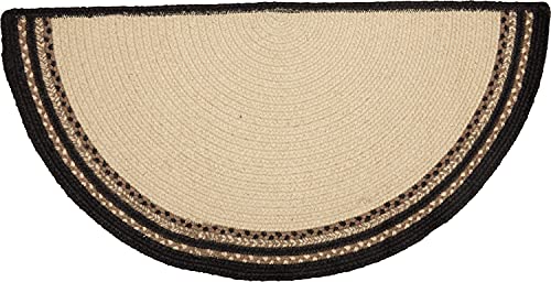 VHC Brands Sawyer Mill Small Jute Half Circle Area Rug Farmhouse Solid, Entryway Kitchen Doormat Non Skid Pad 16.5x33 (Cow)