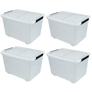 farmoon 50 quart clear storage bin, large plastic stackable box with lid, 4 packs