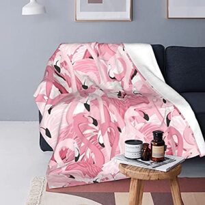 Pink Flamingo Throw Blanket Cozy Plush Flannel Fleece Soft Bed Blankets for Sofa Couch Bedroom 60"X50"