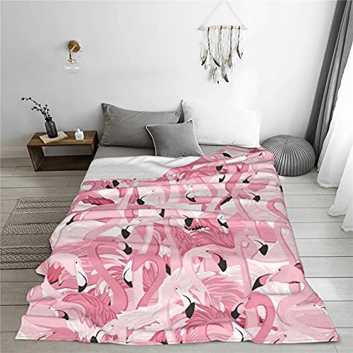 Pink Flamingo Throw Blanket Cozy Plush Flannel Fleece Soft Bed Blankets for Sofa Couch Bedroom 60"X50"