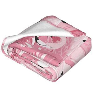 Pink Flamingo Throw Blanket Cozy Plush Flannel Fleece Soft Bed Blankets for Sofa Couch Bedroom 60"X50"