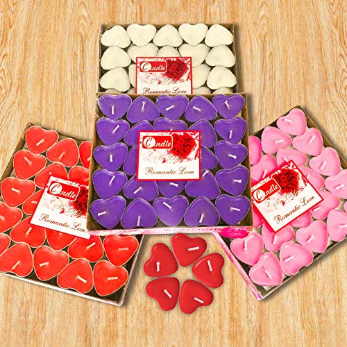 50Packs Heart Shaped Tealight Candles,Romantic Love Unscented Tea Lights Candles,Dripless & Long Lasting Smokeless Mini Tealight Candles for Mood,Romantic Decor,Pool,Dinners,Home,Wedding,Crafts(Red)