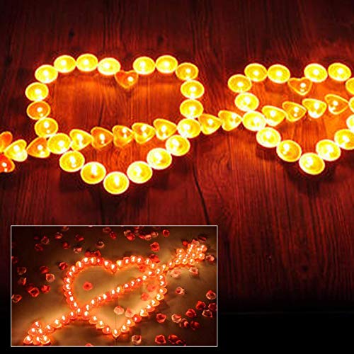 50Packs Heart Shaped Tealight Candles,Romantic Love Unscented Tea Lights Candles,Dripless & Long Lasting Smokeless Mini Tealight Candles for Mood,Romantic Decor,Pool,Dinners,Home,Wedding,Crafts(Red)