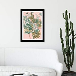 Wynwood Studio Floral Framed Wall Art Prints 'Peach Jungle Tree' Botanicals Home Décor, 13" x 19", Pink, Green