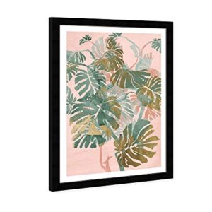 Wynwood Studio Floral Framed Wall Art Prints 'Peach Jungle Tree' Botanicals Home Décor, 13" x 19", Pink, Green