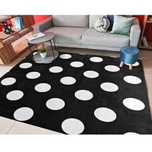 ALAZA Lovely Polka Dot Black Non Slip Area Rug 5' x 7' for Living Dinning Room Bedroom Kitchen Hallway Office Modern Home Decorative