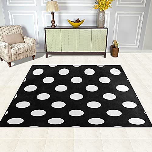 ALAZA Lovely Polka Dot Black Non Slip Area Rug 5' x 7' for Living Dinning Room Bedroom Kitchen Hallway Office Modern Home Decorative