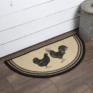 vhc brands sawyer mill small jute half circle area rug farmhouse poultry design, entryway kitchen doormat non skid pad 16.5×33