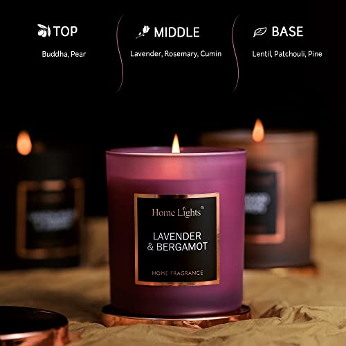 Scented Soy Candles, 35 Hours Burn Time, Natural Soy Wax, Home Fragrance Decor Gift for Women & Men, Lavender & Bergamot