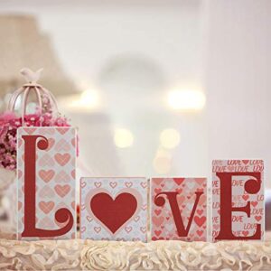 valentine’s day love wooden blocks heart love wooden signs freestanding love tabletop decorations love letters table signs for home party wedding table decor