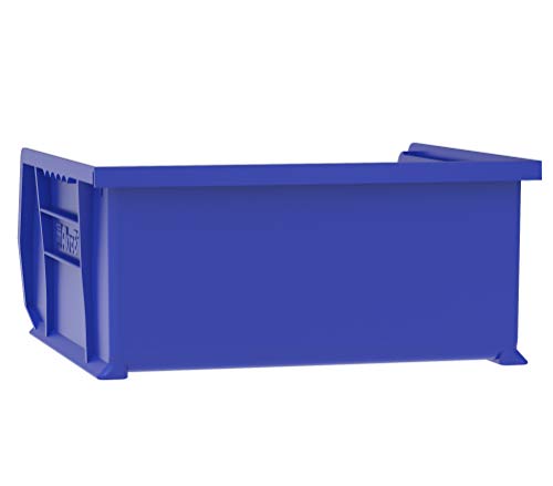 Akro-Mils 13017 Storage Container Bin, (15-Inch x 20-Inch x 12-1/2-Inch), Gray, (3-Pack) & 30235 AkroBins Plastic Storage Bin Hanging Stacking Containers, (11-Inch x 11-Inch x 5-Inch), Blue, (6-Pack)