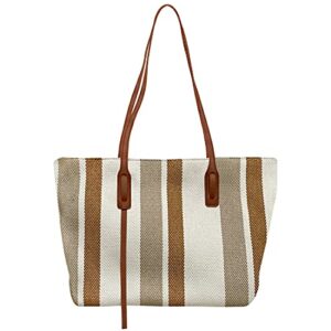 aeegawoo striped tote bag aesthetic for women canvas bag with zipper