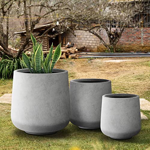 Kante 15.3"+11.6"+8.2" Dia Round Concrete Planter,Large Planter Pots Containers with Drainage Holes for Patio, Balcony, Backyard, Living Room