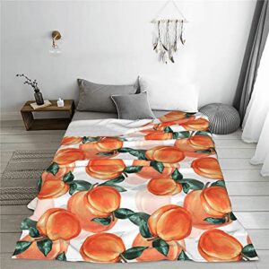 Peach Fruit Theme Soft Throw Blanket Cozy Plush Flannel Fleece Bed Blankets for Sofa Couch Bedroom 80"X60"