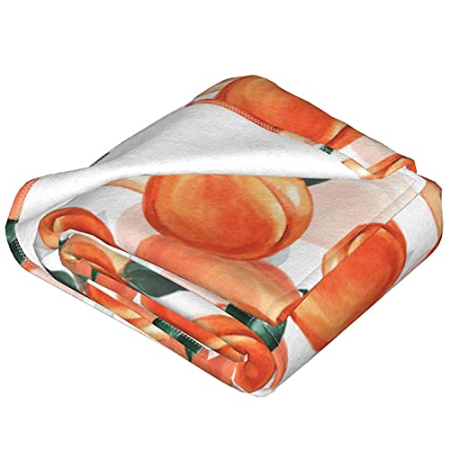 Peach Fruit Theme Soft Throw Blanket Cozy Plush Flannel Fleece Bed Blankets for Sofa Couch Bedroom 80"X60"