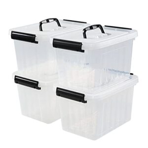 hespama 6 quart storage bin, plastic latching box with lid, 4 packs, r