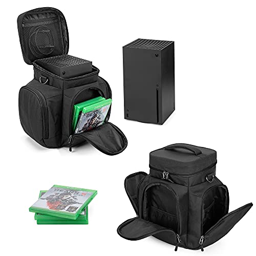 Trunab Console Carrying Case Compatible with Xbox Series X, Travel Bag with Multiple Storage Pockets for Xbox Controllers, Games, Cables, Portable Hard Disk and Other Accessories (Patent Pending)