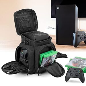 Trunab Console Carrying Case Compatible with Xbox Series X, Travel Bag with Multiple Storage Pockets for Xbox Controllers, Games, Cables, Portable Hard Disk and Other Accessories (Patent Pending)