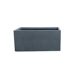 kante rf0104a-c60121 lightweight concrete modern long low outdoor, small planter, charcoal/cement