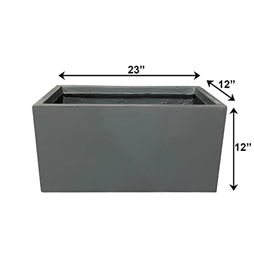 Kante RF0104A-C60121 Lightweight Concrete Modern Long Low Outdoor, Small Planter, Charcoal/Cement