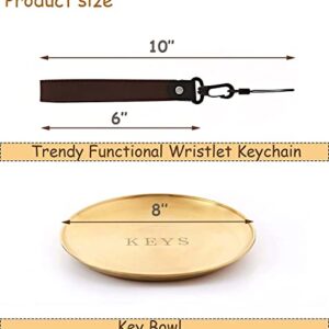 Andwarmth Key Bowl and Keychain Set -Key Bowl for Entryway Table, Decorative Bowl,Valet Tray, Jewelry Dish,Car Key Plate,Perfume Holder,Key Tray for Entryway Table,Bowl for Keys,Key and Wallet Tray