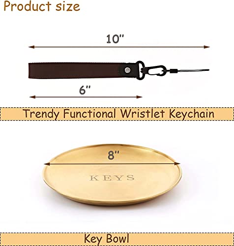 Andwarmth Key Bowl and Keychain Set -Key Bowl for Entryway Table, Decorative Bowl,Valet Tray, Jewelry Dish,Car Key Plate,Perfume Holder,Key Tray for Entryway Table,Bowl for Keys,Key and Wallet Tray