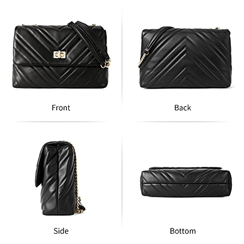 BOSTANTEN Women’s Quilted Shoulder Handbag Designer Crossbody Bag Leather Luxury Chain Clutch Purses