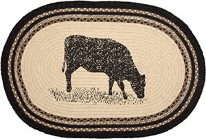 vhc brands sawyer mill charcoal jute rug farmhouse style rustic black cow animal design area rug entry living room kitchen floor cover oval rug w/pad 20×30
