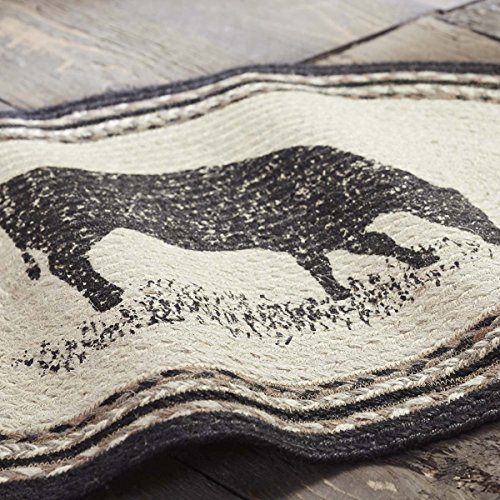 VHC Brands Sawyer Mill Charcoal Jute Rug Farmhouse Style Rustic Black Cow Animal Design Area Rug Entry Living Room Kitchen Floor Cover Oval Rug w/Pad 20x30