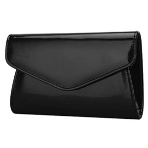 yuanlar fashion patent leather envelope clutches cross body tote bag wedding prom handbag purse (black)