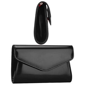 Yuanlar Fashion Patent Leather Envelope Clutches Cross Body Tote Bag Wedding Prom Handbag Purse (Black)