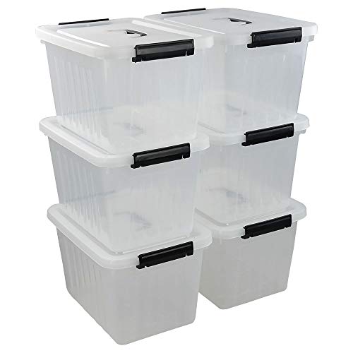 Easymanie 12 Quart Plastic Storage Bin Box with Handle, Pack of 6, R4