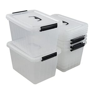 Easymanie 12 Quart Plastic Storage Bin Box with Handle, Pack of 6, R4