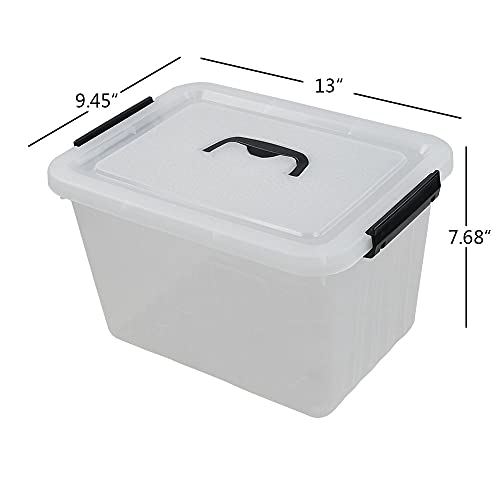 Easymanie 12 Quart Plastic Storage Bin Box with Handle, Pack of 6, R4