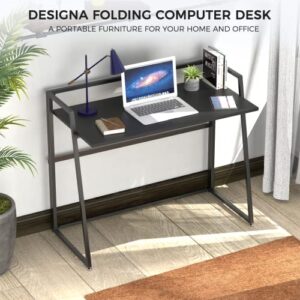EE EUREKA ERGONOMIC Folding Desk 41 inch, Home Office Portable Folding Computer Desk for Small Space, No-Assembly Black