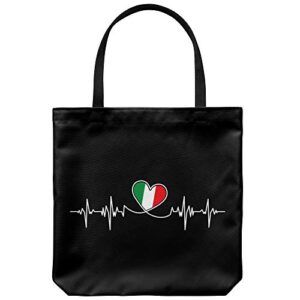 tote bag italy themed – italian lifeline casual & big but stylish poplin shoulder handbag for work & travel (black (13×13″))