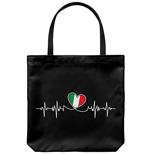 Tote Bag Italy Themed - Italian Lifeline Casual & Big but Stylish Poplin Shoulder Handbag for Work & Travel (Black (13x13"))