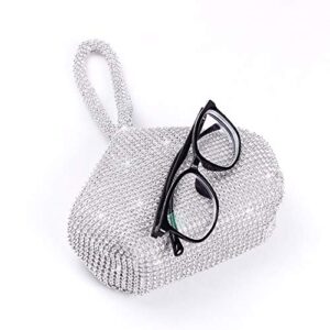 Mogor Women's Triangle Bling Glitter Luxury Full Rhinestones Portable Evening Clutch Twinkle Bag Tote Purse Wallet Glitter Party Wedding Prom Silver