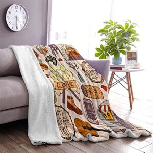 Camping Blanket Camper Decor Fleece Throw Blankets Happy Camping Soft Plush Warm Sherpa Blanket for Women and Men Gifts for Camping Lovers