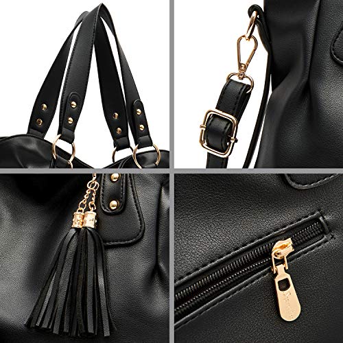 Soperwillton Fashion Handbag for Women Shoulder Bag Top Handle Satchel Hobo Tote Bag Purse Set 4pcs