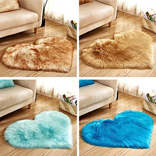 Firlar Faux Fur Non Slipping Bedroom Heart Shape Carpet, Heart Shaped Anti-skidding Plush Rug/Foot Pad/Chair Pad for Living Room Sofa Floor Bedroom Home Decor Rugs,(11.8x15.7in, Red)