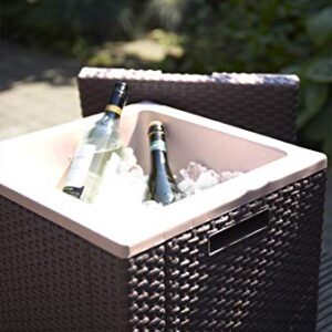 Keter Beer and Wine Cooler Table Perfect for Your Patio, Picnic, and Beach Accessories, Brown