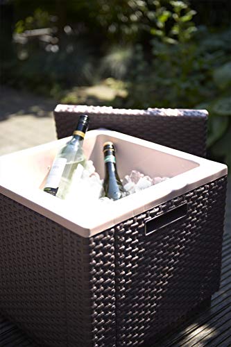 Keter Beer and Wine Cooler Table Perfect for Your Patio, Picnic, and Beach Accessories, Brown