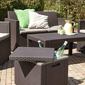 Keter Beer and Wine Cooler Table Perfect for Your Patio, Picnic, and Beach Accessories, Brown